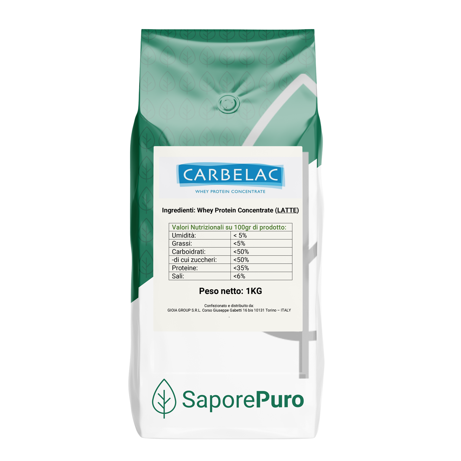 CARBELAC 3213 -  Proteine Whey del Latte WPC -  35% di parte proteica - 1kg - SaporePuro