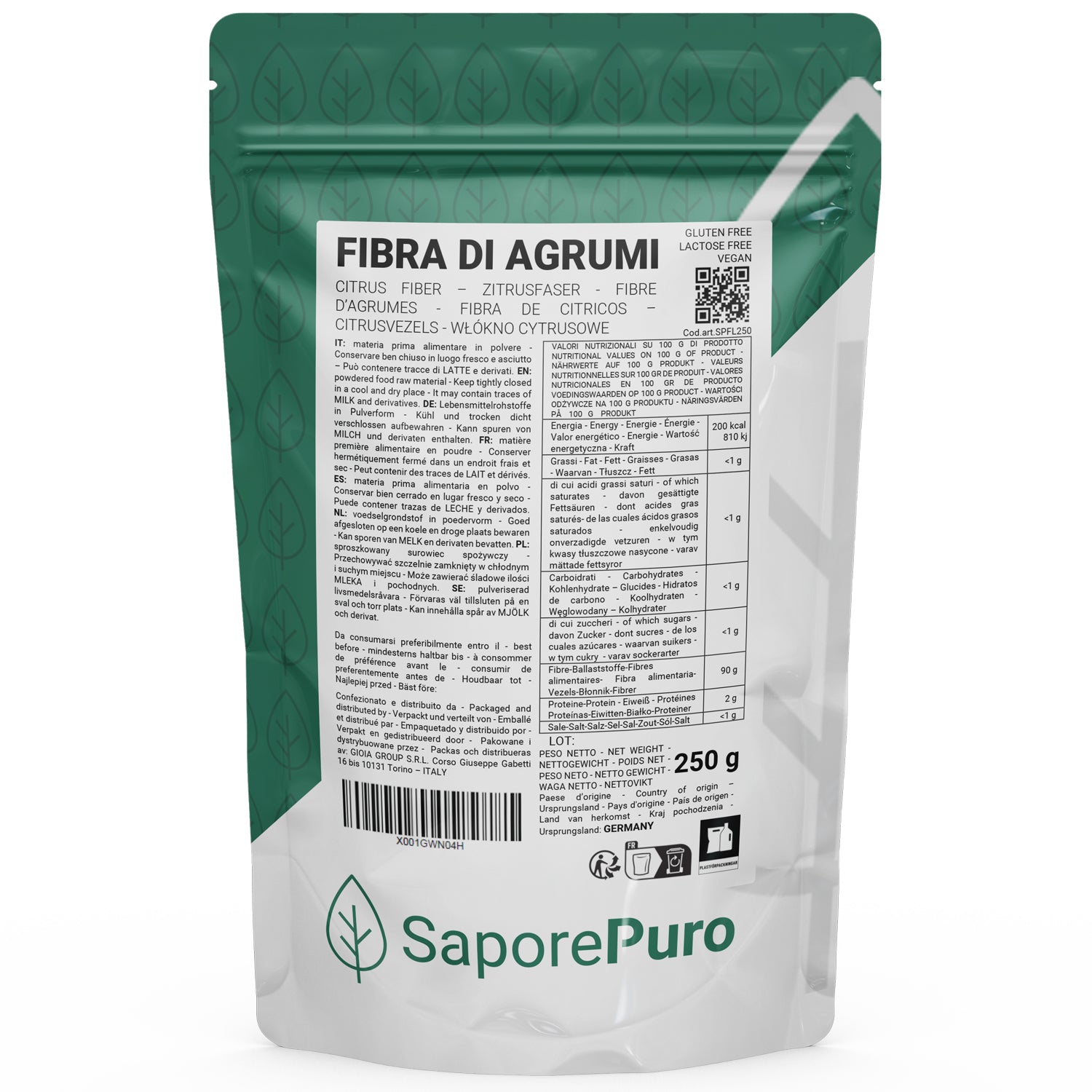 Fibra di Agrumi - 250gr - Addensante Clean Label per Gelato senza "E" - SaporePuro